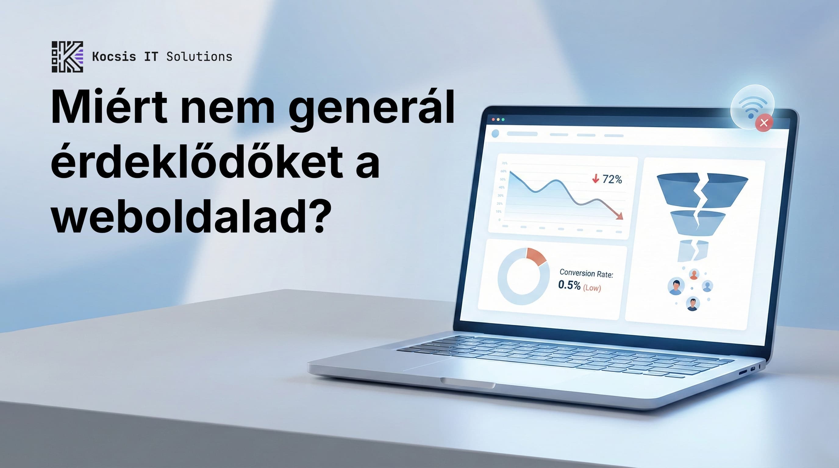 Weboldal-analitikát elemző üzlettulajdonos, ahol nem látszanak konverziók vagy érdeklődők